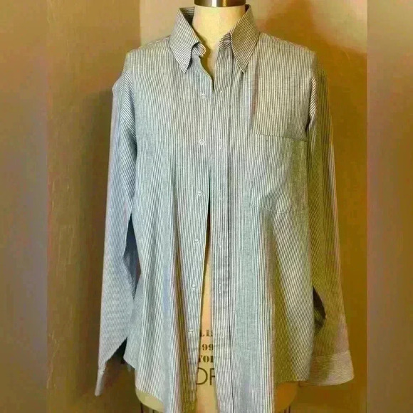 Arrow‎ Dover Blue and White Striped Button down Shirt Cotton Men/Women Sz S - Picture 3 of 8